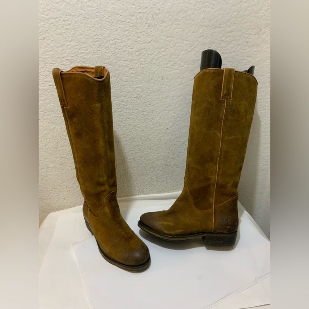 Bronx Women's Brown Suede Leather Knee-High Tall Slouch Boot Laced Size 36